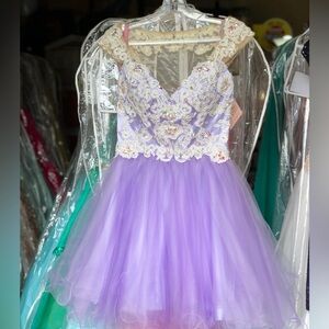 Blush Prom Lilac & Lace Short dress Size 4